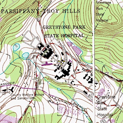 Topographic Map of Greystone Park Fire Department, NJ