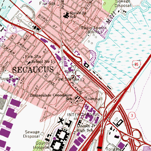 Topographic Map of Secaucus Fire Protection Service Engine Company 1, NJ