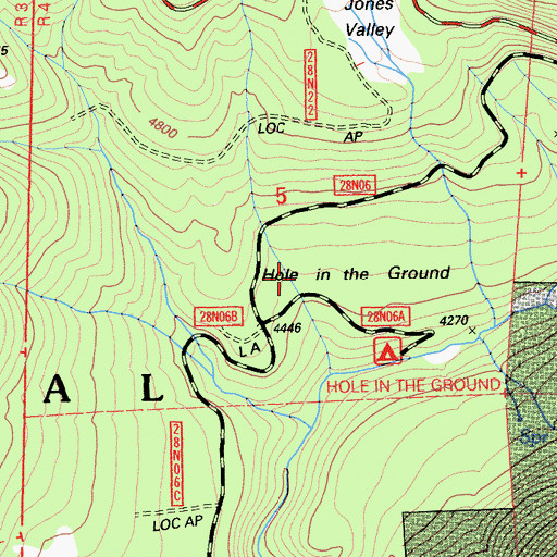 Topographic Map of Hole in the Ground, CA
