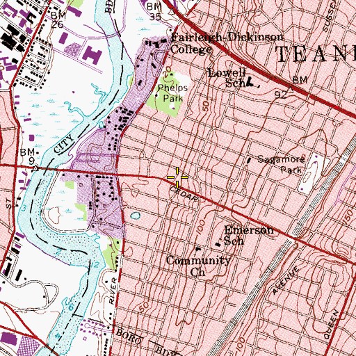 Topographic Map of Teaneck Fire Department Company 2, NJ