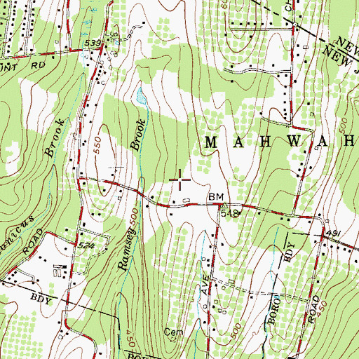 Topographic Map of Mahwah Fire Department Company 3, NJ
