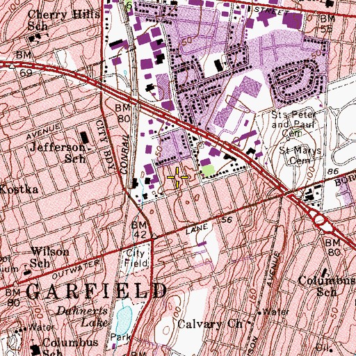 Topographic Map of Saddle Brook Volunteer Fire Department Engine Company 2, NJ