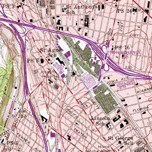 Topographic Map of Paterson Fire Department Southside Firehouse, NJ