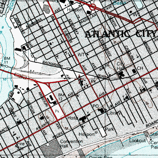 Topographic Map of Atlantic City Fire Department Station 2, NJ