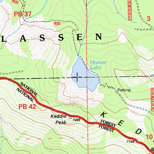 Topographic Map of Homer Lake, CA
