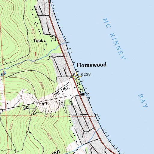 Topographic Map of Homewood, CA