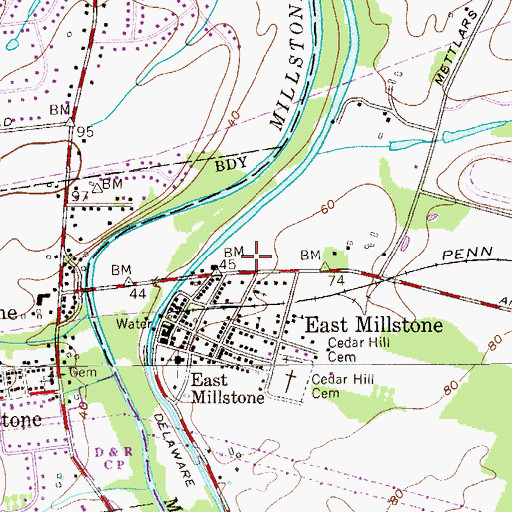 Topographic Map of Millstone Valley Fire Department Station 28, NJ