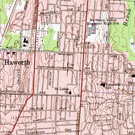 Topographic Map of Haworth Fire Department, NJ