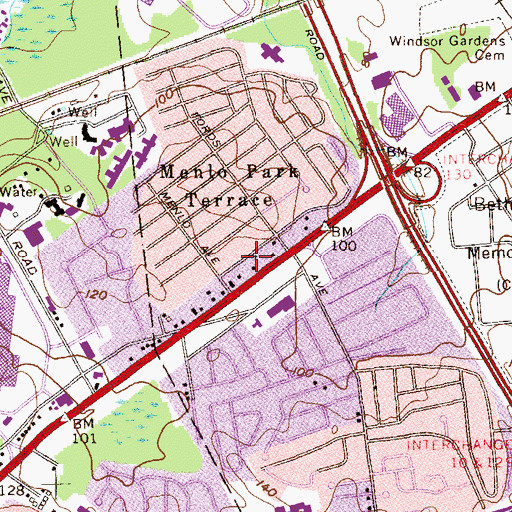 Topographic Map of Iselin Volunteer Fire Company Number 1, NJ