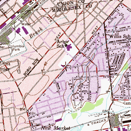 Topographic Map of Arbor Hose Company 1, NJ