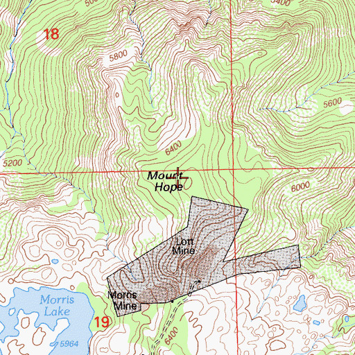 Topographic Map of Mount Hope, CA
