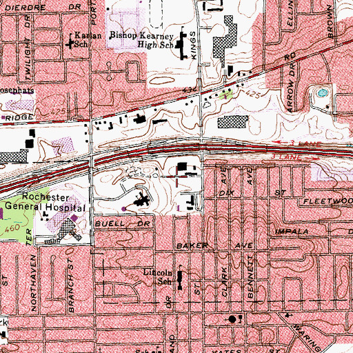 Topographic Map of Chapel Oaks, NY