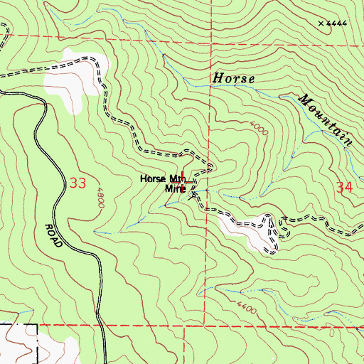 Topographic Map of Horse Mountain Mine, CA