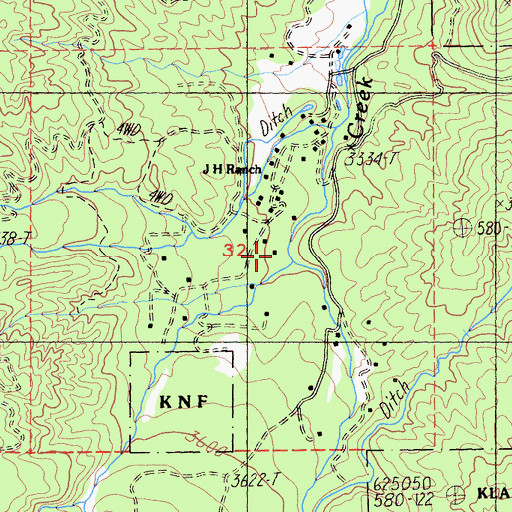 Topographic Map of Horse Range Creek, CA