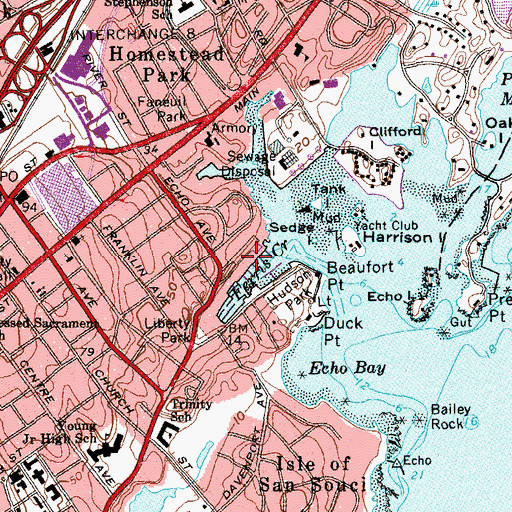 Topographic Map of New Rochelle Municipal Marina, NY