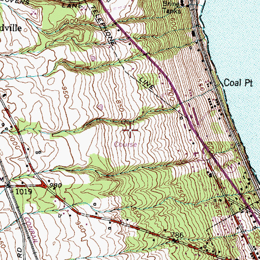 Topographic Map of Watkins Glen Golf Course, NY