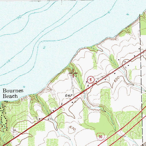 Topographic Map of Blue Water Beach Campground, NY