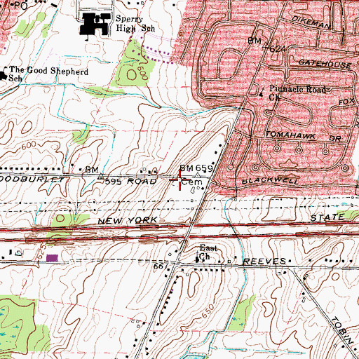 Topographic Map of Brown Cemetery, NY