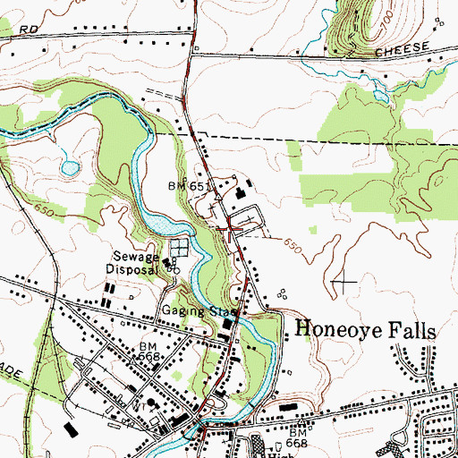 Topographic Map of Honeoye Falls Cemetery, NY