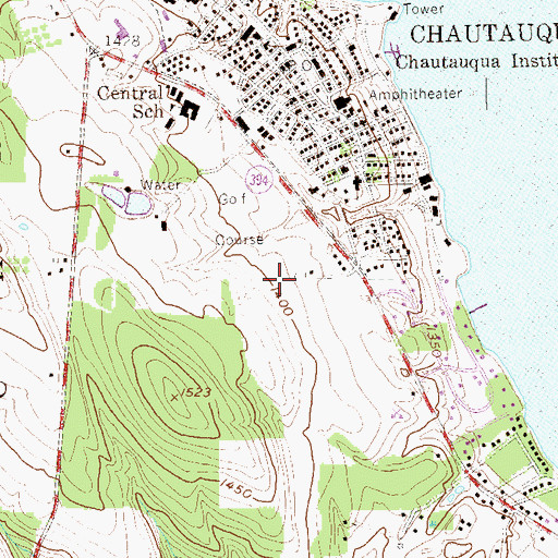 Topographic Map of Chautauqua Golf Club, NY