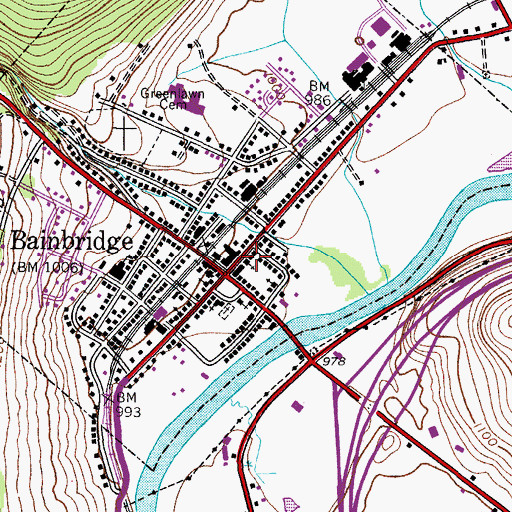Topographic Map of Bainbridge Methodist Church, NY