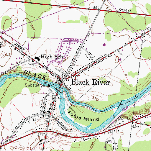 Topographic Map of Black River Baptist Church, NY