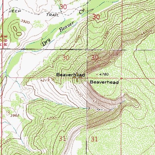 Topographic Map of Beaverhead, AZ