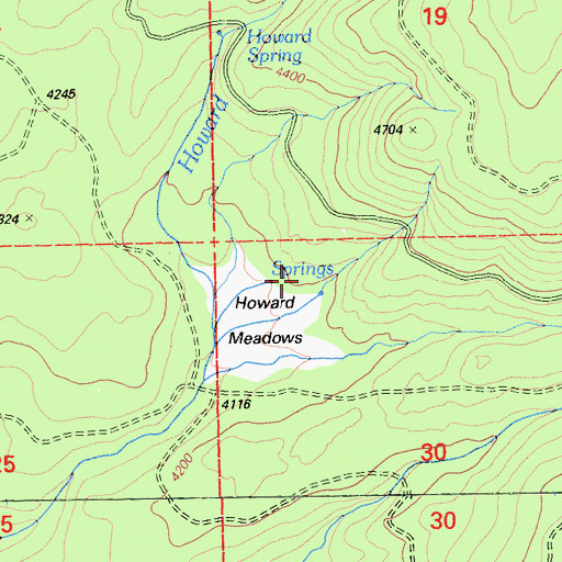 Topographic Map of Howard Meadows, CA
