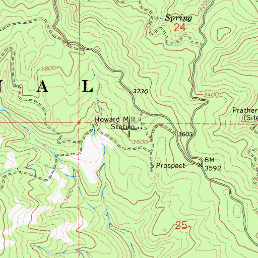 Topographic Map of Howard Mill Station, CA