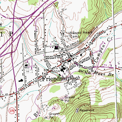 Topographic Map of Friendship Bible Baptist Church, NY