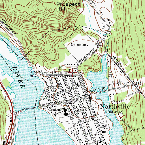Topographic Map of Northville Presbyterian Church, NY