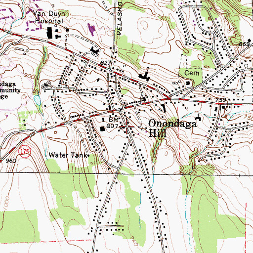 Topographic Map of Onondaga Hill Presbyterian Church, NY