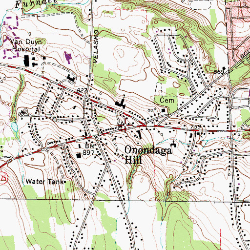 Topographic Map of Onondaga Hill United Methodist Church, NY