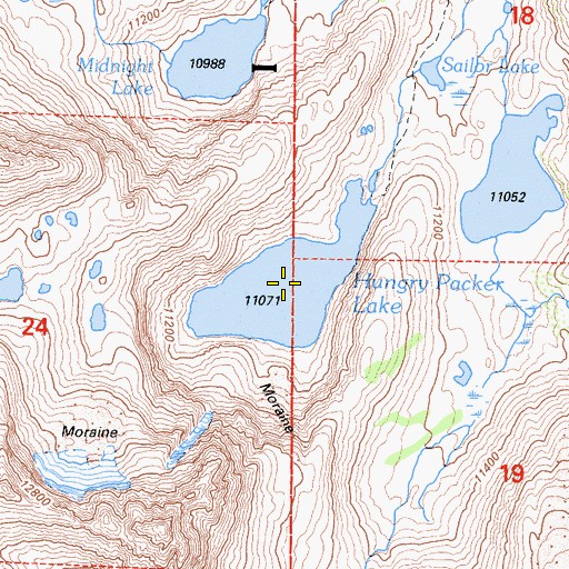 Topographic Map of Hungry Packer Lake, CA