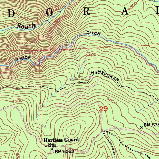 Topographic Map of Hunsucker Trail, CA