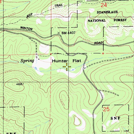 Topographic Map of Hunter Flat, CA