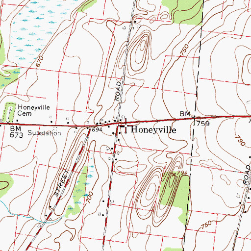 Topographic Map of Honeyville Baptist Church, NY