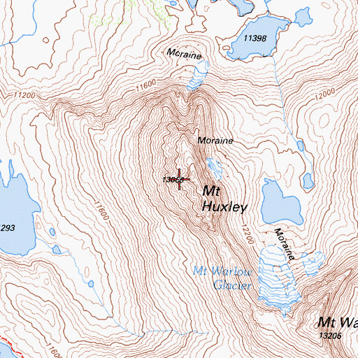 Topographic Map of Mount Huxley, CA