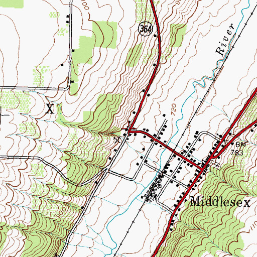 Topographic Map of Middlesex Baptist Church, NY