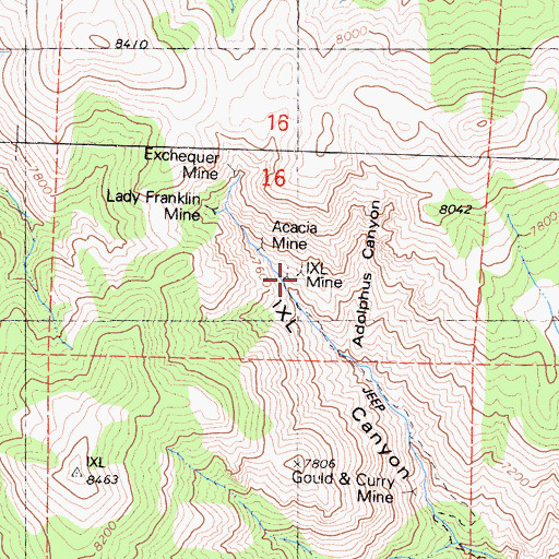 Topographic Map of IXL Mine, CA
