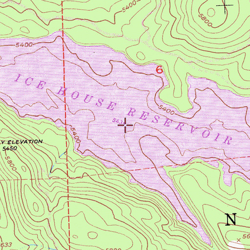 Topographic Map of Ice House Reservoir, CA