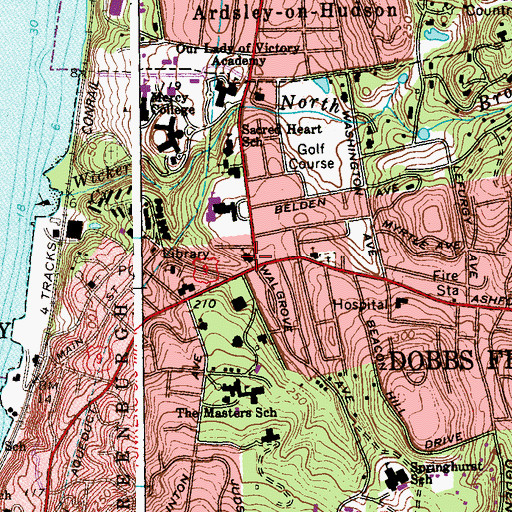 Topographic Map of Sacred Heart Church, NY
