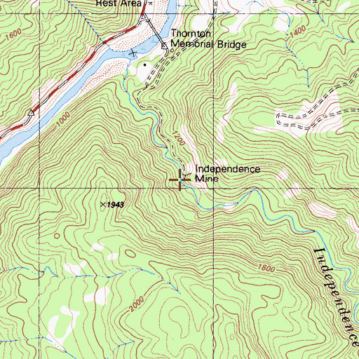 Topographic Map of Independence Mine, CA