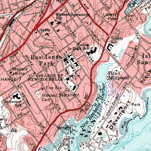 Topographic Map of Saint Simon's Episcopal Church, NY