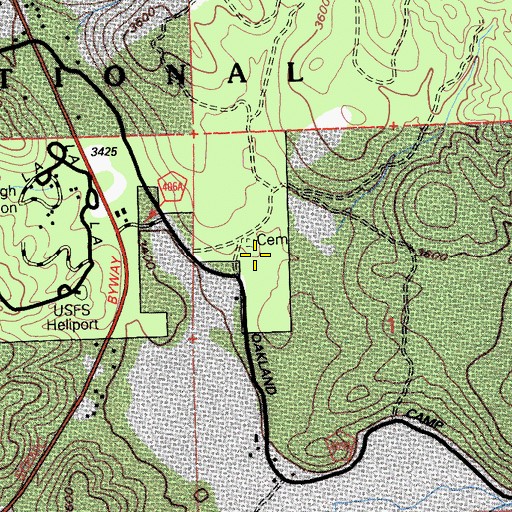 Topographic Map of Indian Cemetery, CA
