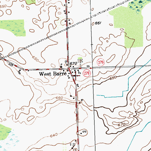 Topographic Map of West Barre United Methodist Church, NY