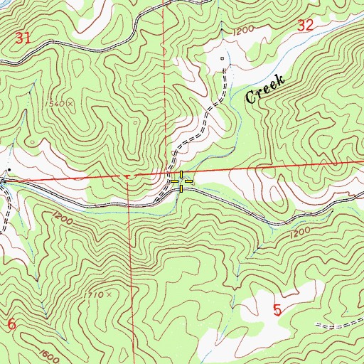 Topographic Map of Indian Creek, CA