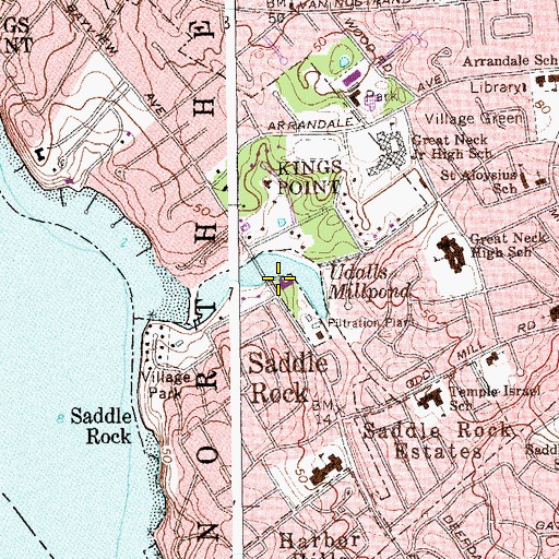 Topographic Map of Great Neck Library, NY
