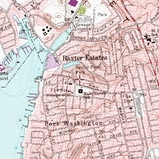 Topographic Map of Port Washington Public Library, NY