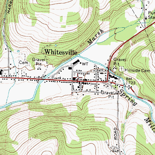 Topographic Map of Whitesville Public Library, NY